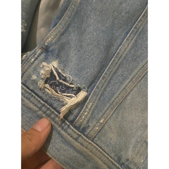 Diesel Blue Bandana Distressed Nhill Denim Jacket - Picture 2 of 12